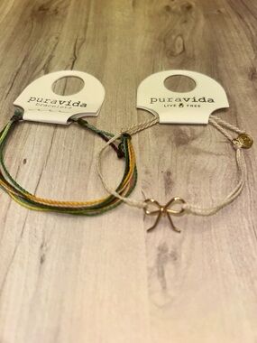 Pura Vida Kids Green/Yellow Multicolor & Cream Bow Bracelet Set